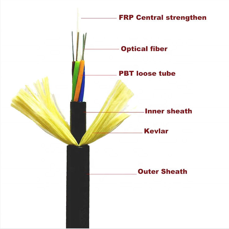 Dış Mekan 4 12 24 48 96144 Çekirdek ADSS Gevşek Tüp Fiber Optik Kablo
