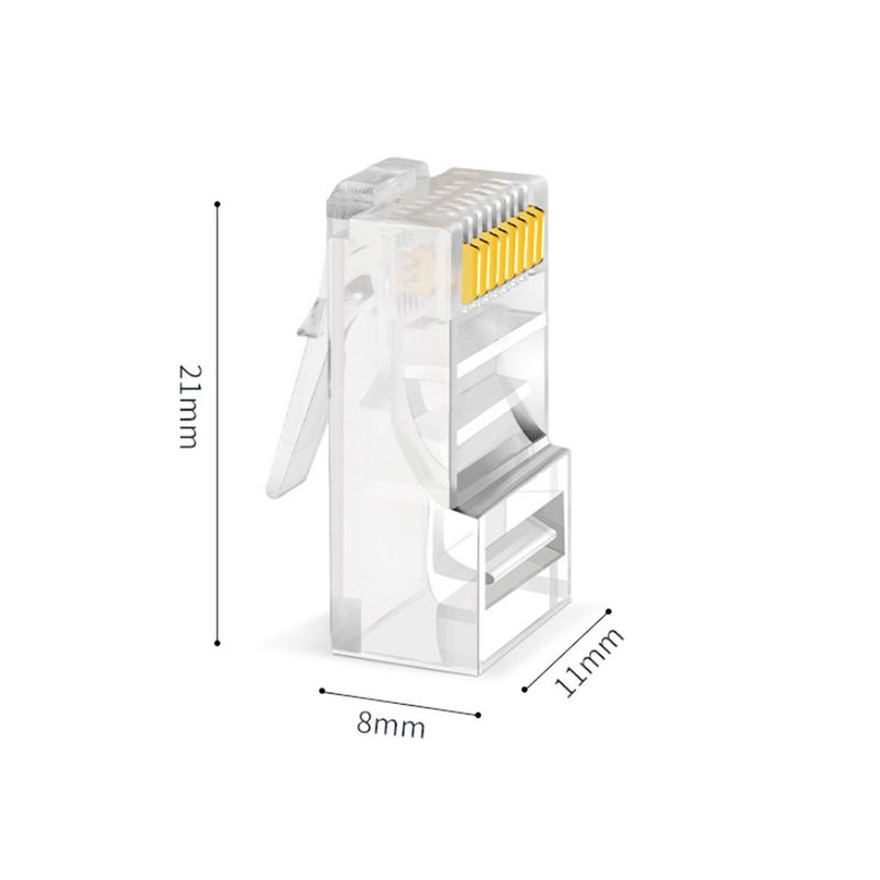 Ethernet Cat5 Cat6 8P8C RJ45 Konnektör Erkek UTP Korumasız Aletsiz Kristal Kafa Modüler Fiş